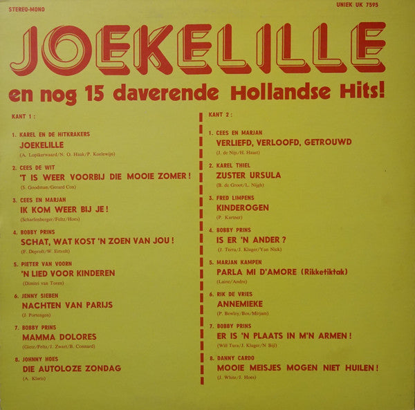 Various - Joekelille En Nog 15 Daverende Hollandse Hits (LP) 51397 Vinyl LP Vinyl Goed / Hoes Goed