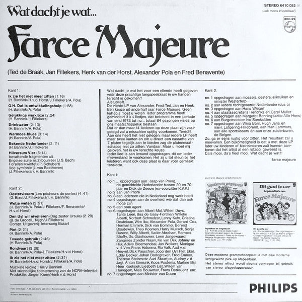 Farce Majeure - Wat Dacht Je Wat .... (LP) 51170 Vinyl LP Vinyl Goed / Hoes Goed