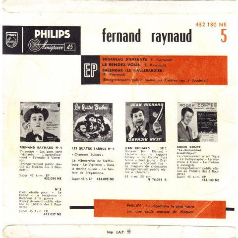 Fernand Raynaud - - Bourreau D'enfants Vinyl Singles Vinyl Zeer Goed / Hoesje Goed "VINYLSINGLES.NL"