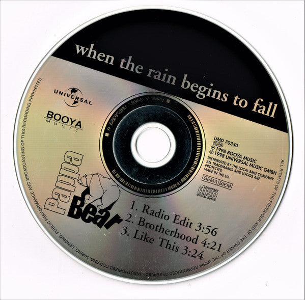 Pappa Bear Feat. Jan van der Toorn - When The Rain Begins To Fall (CD) 70736 Compact Disc Single Goede Staat