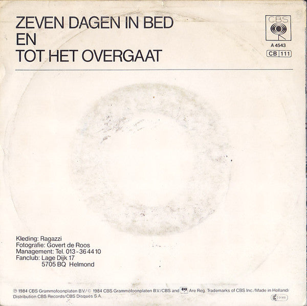 V.O.F. De Kunst - Zeven Dagen In Bed 14944 Vinyl Singles Vinyl Goed / Hoes Goed