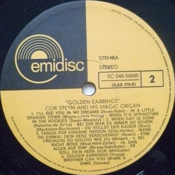 Cor Steyn And His Magic Organ - Golden Earrings (LP) 42101 Vinyl LP Vinyl Goed / Hoes Goed