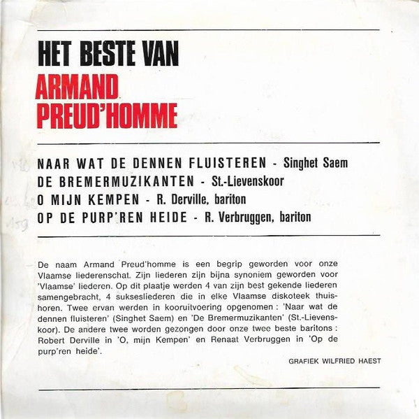 Armand Preud'homme – Het Beste van Armand Preud'homme Vinyl Singles EP Vinyl Zeer Goed / Hoesje Goed "VINYLSINGLES.NL"