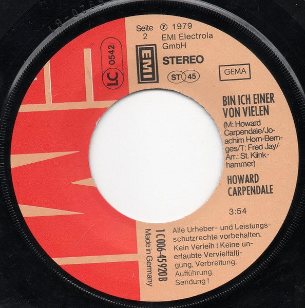 Howard Carpendale - Wie Frei Willst Du Sein 29655 Vinyl Singles Vinyl Goed / Hoes Goed