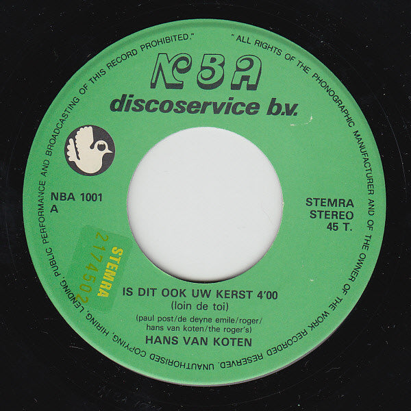 Hans van Kooten - Is Dit Ook Uw Kerst ? 29935 Vinyl Singles Vinyl Goed / Hoes Goed