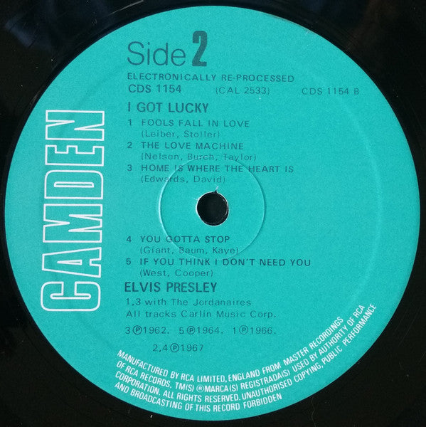 Elvis Presley - I Got Lucky (LP) Vinyl LP Vinyl Zeer Goed / Hoesje Goed "VINYLSINGLES.NL"