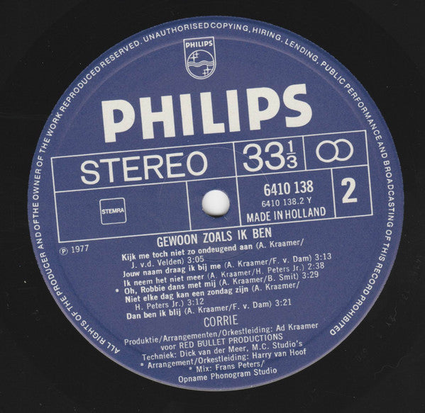 Corry - Gewoon Zoals Ik Ben (LP) Vinyl LP Vinyl Zeer Goed / Hoesje Goed "VINYLSINGLES.NL"
