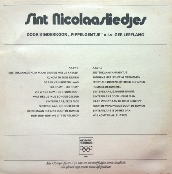 Kinderkoor Pippeloentje - Sint Nicolaas Liedjes (LP) 51308 Vinyl LP Vinyl Goed / Hoes Goed