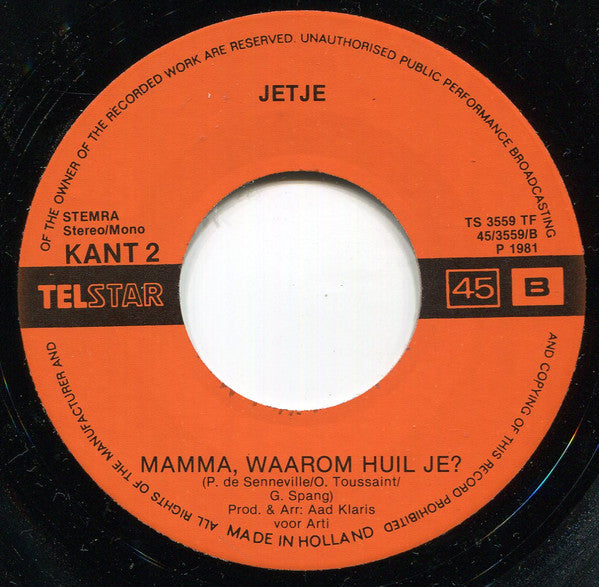 Jetje - Koning Joep Fondant Vinyl Singles Vinyl Goed / Hoes Goed