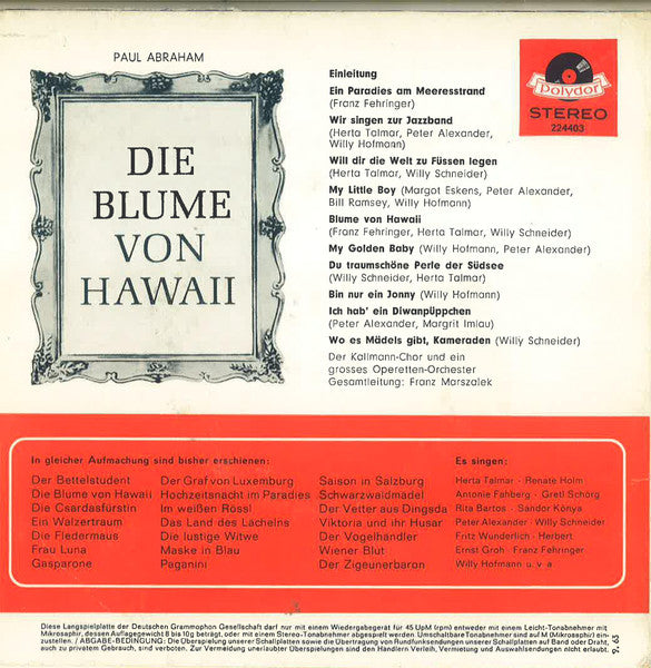 Herta Talmar, Margot Eskens - Die Blume Von Hawaii 14376 Vinyl Singles EP Vinyl Goed / Hoes Goed