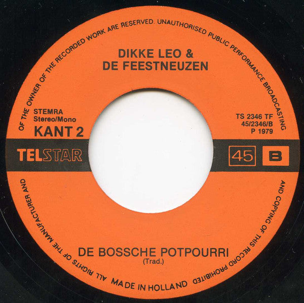 Johnny Hoes & De Feestneuzen, Dikke Leo & De Feestneuzen - De Populaire Feestmars 34371 Vinyl Singles Vinyl Goed / Hoes Goed