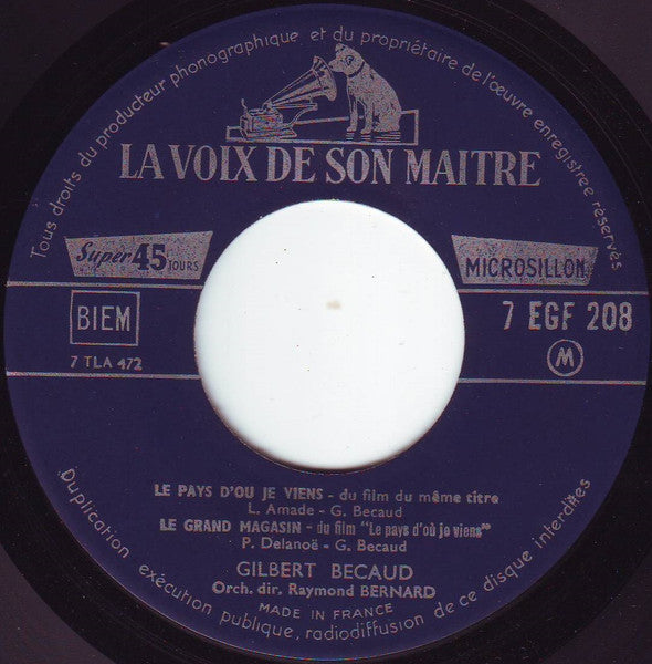 Gilbert Bécaud - Le Pays D'où Je Viens 30865 (B) Vinyl Singles EP Vinyl Goed / Hoes Redelijk