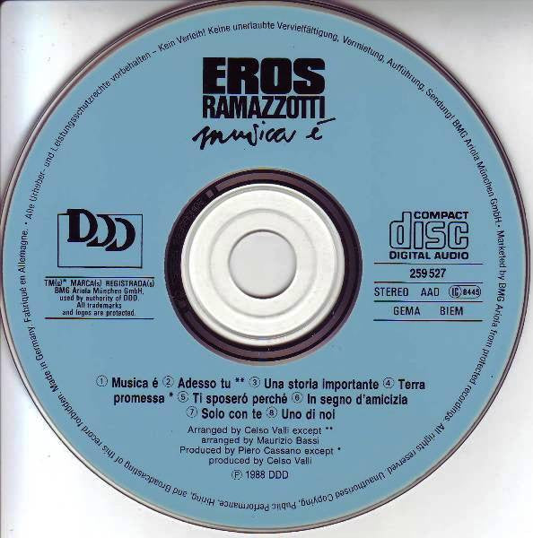 Eros Ramazzotti - Musica É (CD) 70921 Compact Disc Goede Staat