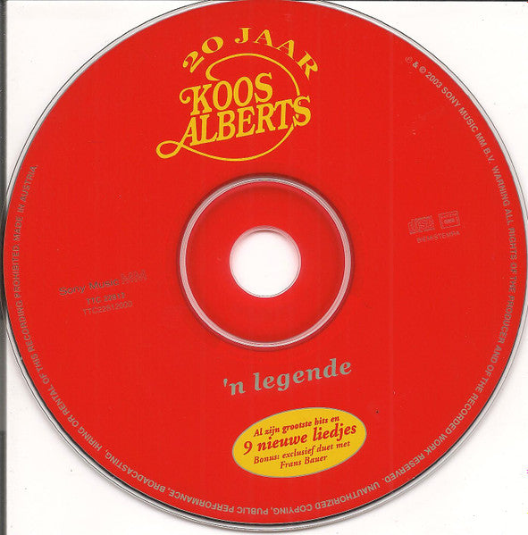 Koos Alberts - 20 Jaar Koos Alberts 'n Legende (CD) 70370 Compact Disc Goede Staat