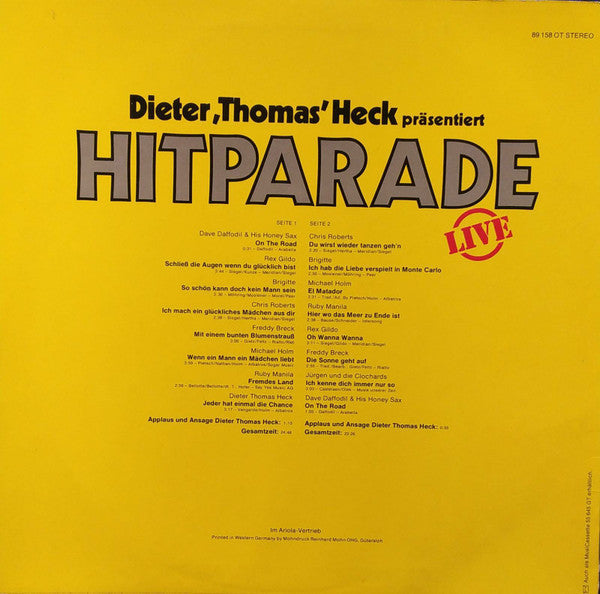 Various - Dieter Thomas Heck Präsentiert Hitparade Live (LP) 50348 Vinyl LP Vinyl Goed / Hoes Goed