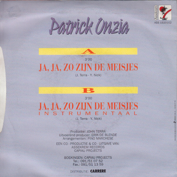 Patrick Onzia - Ja, Ja, Zo Zijn De Meisjes 37151 Vinyl Singles Vinyl Goed / Hoes Goed