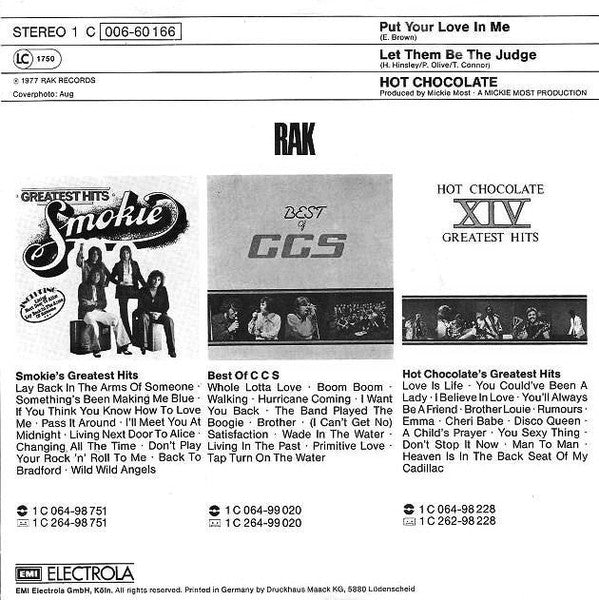 Hot Chocolate - Put Your Love In Me 33437 Vinyl Singles Vinyl Goed / Hoes Goed