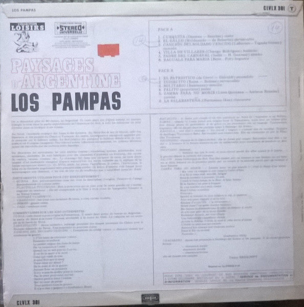 Los Pampas - Paysages D'Argentine (LP) 46224 Vinyl LP Vinyl Goed / Hoes Goed