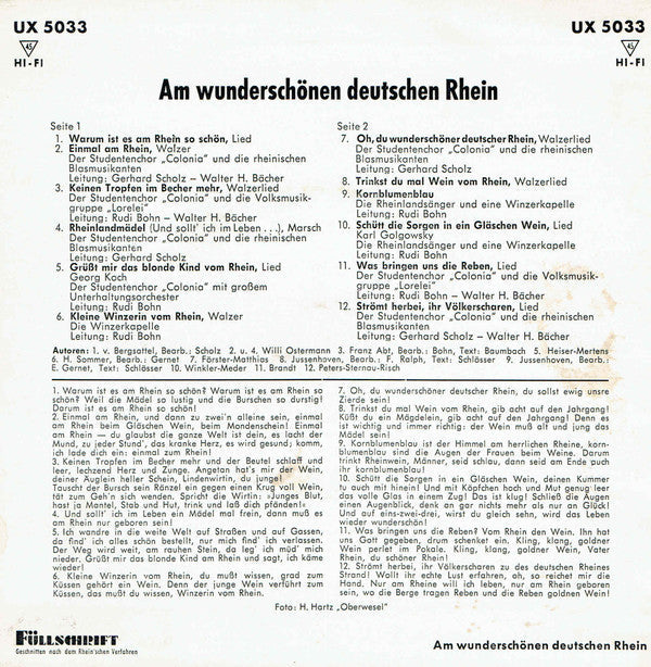 Am Wunderschone Deutschen Rhein Vinyl Singles Vinyl Zeer Goed / Hoesje Goed "VINYLSINGLES.NL"