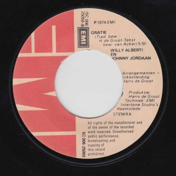 Willy Alberti en Johnny Jordaan - Oh, Zwarte Zigeuner 36021 Vinyl Singles Vinyl Goed / Hoes Generic
