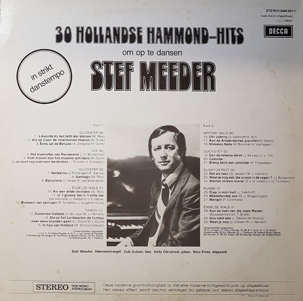 Stef Meeder - 30 Hollandse Hammond Hits Om Op Te Dansen (LP) Vinyl LP Vinyl Goed / Hoes Goed