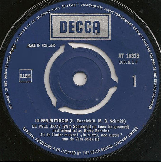 Wim Sonneveld, Leen Jongewaard - In Een Rijtuigje 29527 Vinyl Singles Vinyl Goed / Hoes Goed