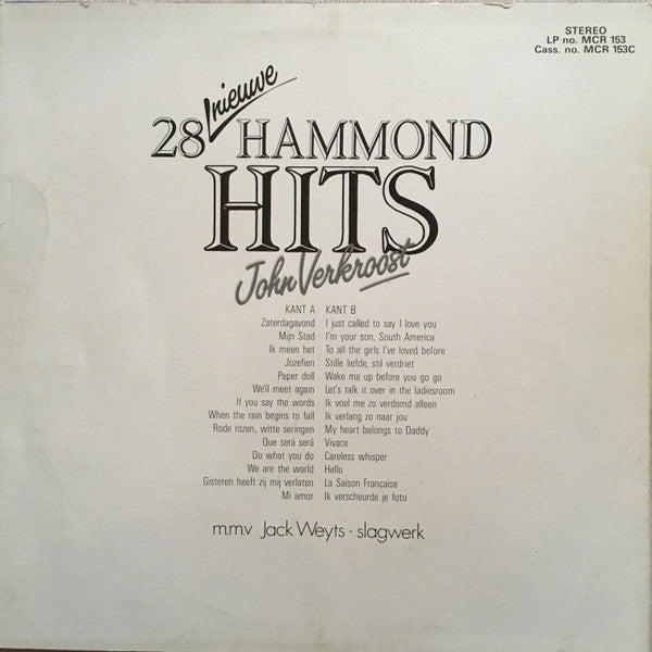 John Verkroost - 28 Nieuwe Hammond Hits (LP) 50578 Vinyl LP Vinyl Goed / Hoes Goed