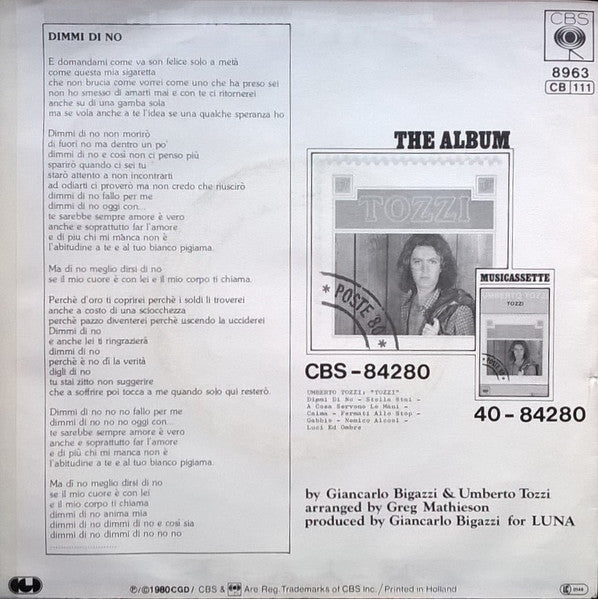 Umberto Tozzi - Dimmi Di No 32070 Vinyl Singles Vinyl Goed / Hoes Goed