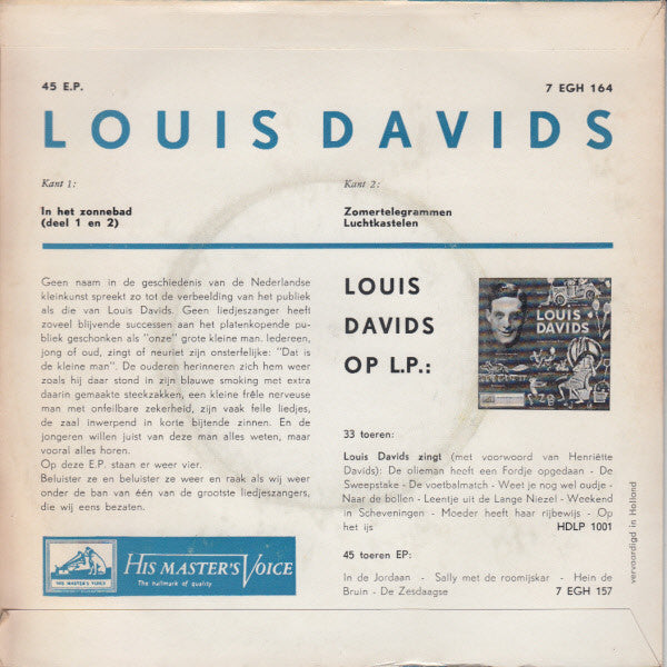 Louis Davids - Zomertelegrammen 13880 Vinyl Singles EP Vinyl Goed / Hoes Goed