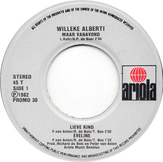 Willeke Alberti - Lieve Kind (Promo) 18133 Vinyl Singles Vinyl Goed / Hoes Goed