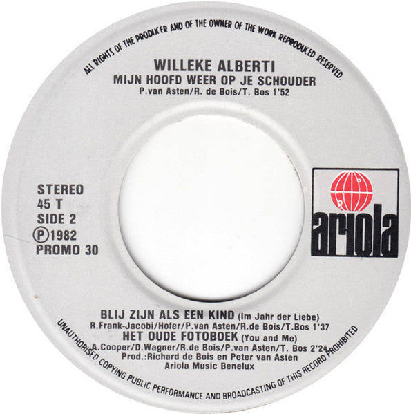 Willeke Alberti - Lieve Kind (Promo) 18133 Vinyl Singles Vinyl Goed / Hoes Goed