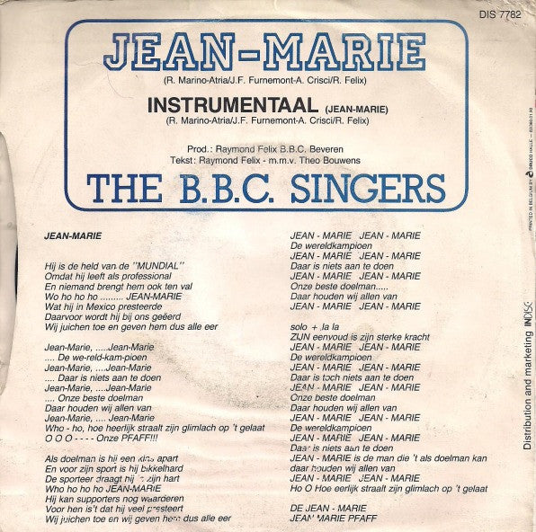 B.B.C. Singers - Jean-Marie 41263 Vinyl Singles Vinyl Goed / Hoes Goed