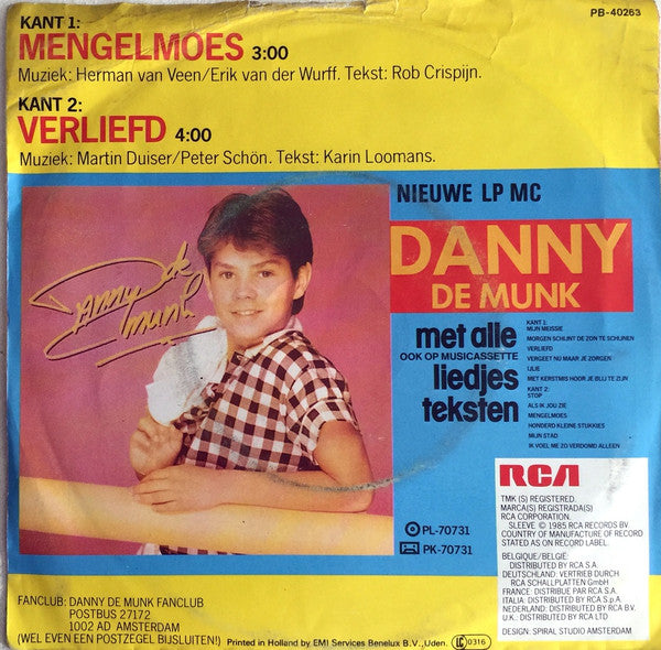 Danny de Munk - Mengelmoes 32495 Vinyl Singles Vinyl Goed / Hoes Goed