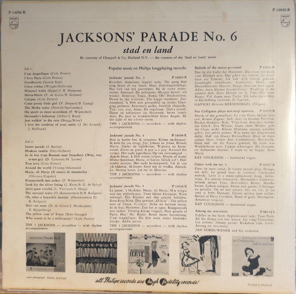 3 Jacksons - Jacksons' Parade No. 6 (10") 50483 Vinyl LP 10" Vinyl Goed / Hoes Goed