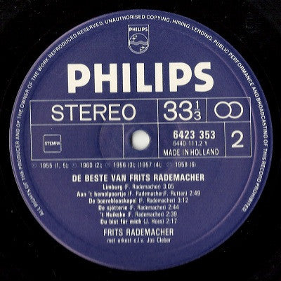 Frits Rademacher - De Beste Van Frits Rademacher (LP) Vinyl LP Vinyl Zeer Goed / Hoesje Goed "VINYLSINGLES.NL"
