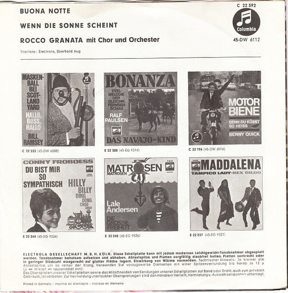 Rocco Granata - Buona Notte Bambino 36500 Vinyl Singles Vinyl Goed / Hoes Goed