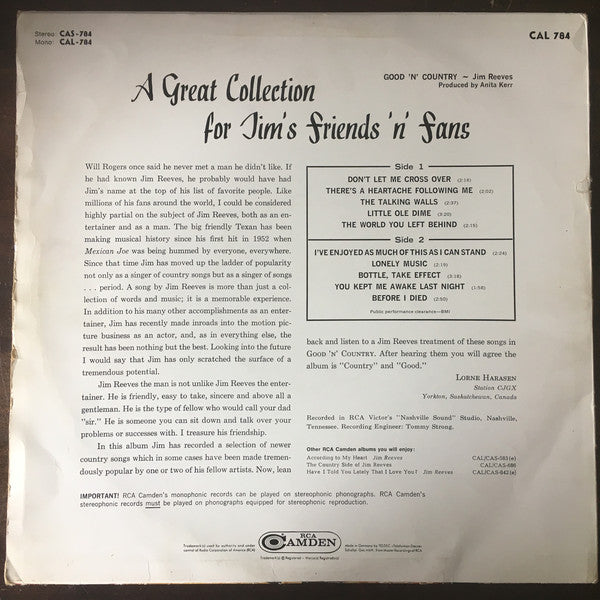 Jim Reeves – Good 'N' Country (LP) 42340