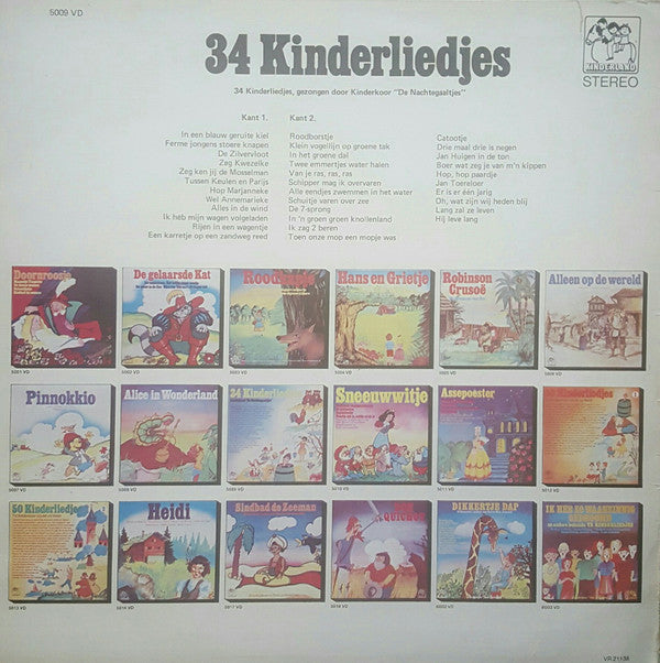 Kinderkoor De Nachtegaaltjes - 34 Kinderliedjes (LP) 40686 Vinyl LP Vinyl Goed / Hoes Goed