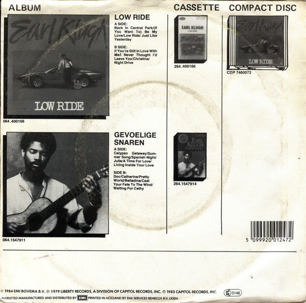 Earl Klugh - Back In Central Park Vinyl Singles Vinyl Zeer Goed / Hoesje Goed "VINYLSINGLES.NL"