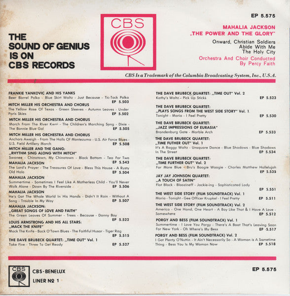 Mahalia Jackson With Orchestra And Choir Conducted By Percy Faith - The Power And The Glory 42200 Vinyl Singles EP Vinyl Goed / Hoes Goed