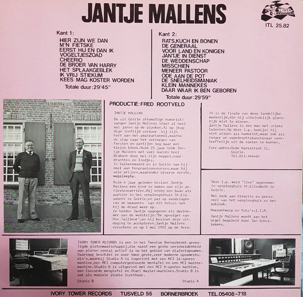 Jantje Mallens - Een Uur Humor En Liedjes Uit Midden-Brabant (LP) 45415