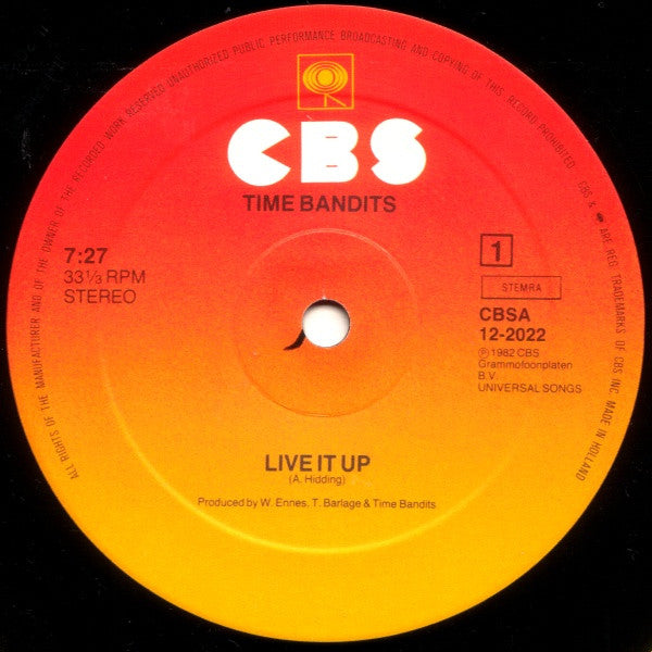 Time Bandits - Live It Up (Maxi-Single) Maxi-Singles Vinyl Goed / Hoes Goed