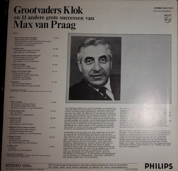 Max van Praag - Grootvaders Klok En 11 Andere Grote Successen (LP) 50020 Vinyl LP Vinyl Goed / Hoes Goed