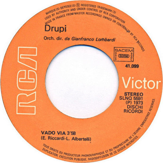 Drupi - Vado Via (Version Originale) 00565 Vinyl Singles Vinyl Goed / Hoes Generic
