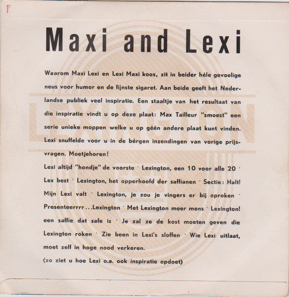 Max Tailleur - Maxi And Lexi 32298 Vinyl Singles Vinyl Goed / Hoes Goed