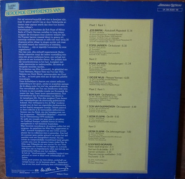 Various - Beroemde Conferences Van (LP) 42540 Vinyl LP Vinyl Goed / Hoes Goed
