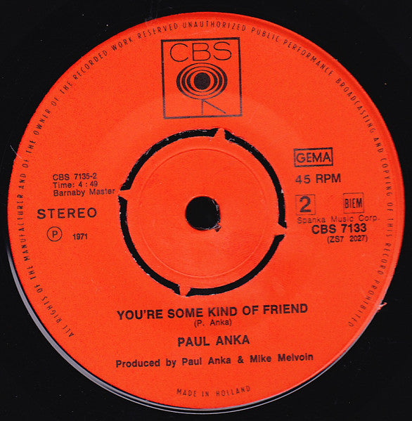 Paul Anka - Why Are You Leaning On Me Sir 34869 Vinyl Singles Vinyl Goed / Hoes Generic