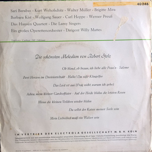 Robert Stolz - Die Schönsten Melodien 21896 Vinyl Singles Vinyl Goed / Hoes Goed