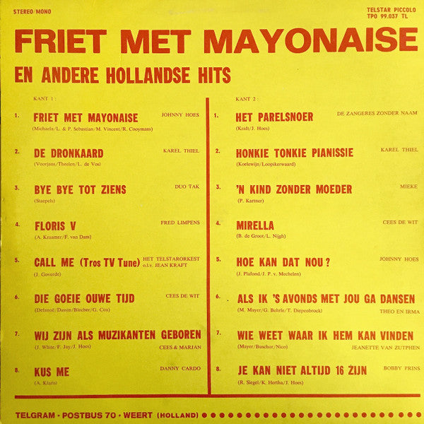 Various - Friet Met Mayonaise (LP) 50687 Vinyl LP Vinyl Goed / Hoes Goed