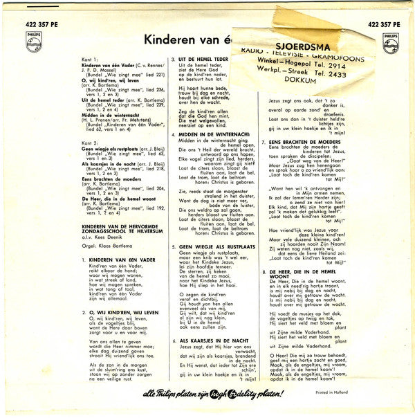 Hervormde Zondagsschool Hilversum - Kinderen Van Een Vader 24216 Vinyl Singles EP Vinyl Goed / Hoes Goed